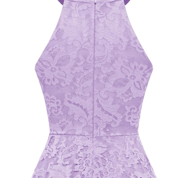 Purple Asymmetrical Sundress with Halter Neckline for Wedding Guest - Picture 11 of 16